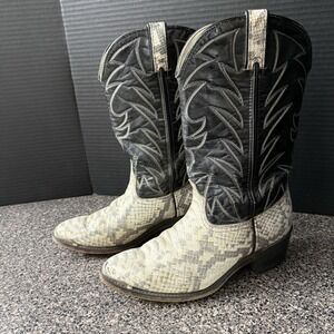 Vintage Durango Snakeskin Western Cowboy Boots Men's 9D Black USA Made Goodyear